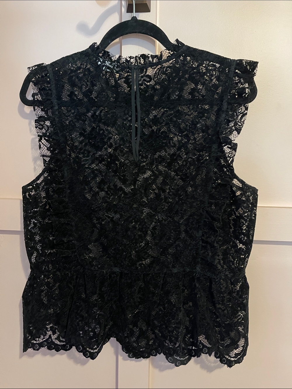 Black Lace Ruffled Shell Top - - Picture 2 of 2